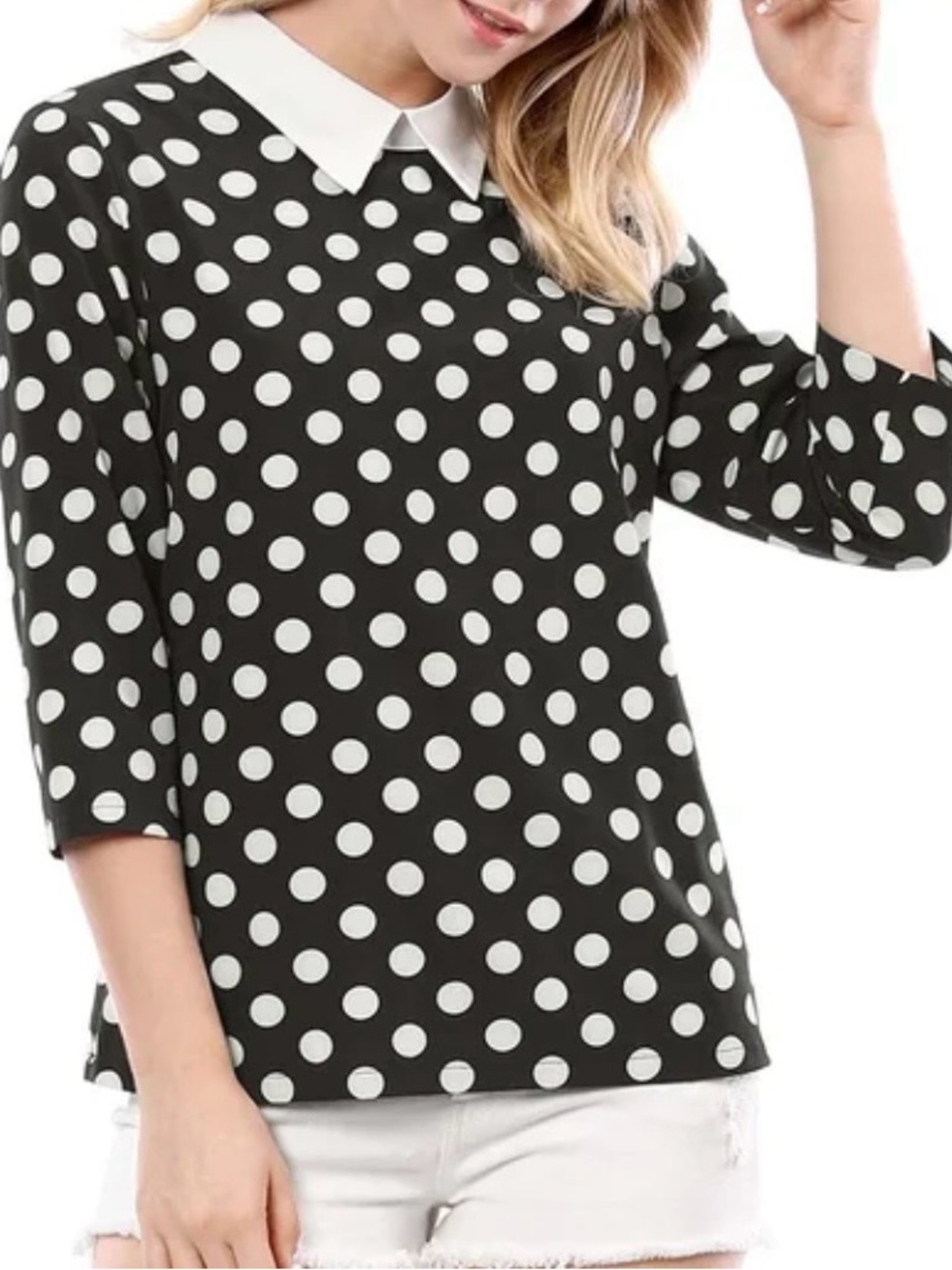 👚 Lauren Ralph Lauren
2-in-1 Layered Polka Dot Knit Top,PL , 100% cotton